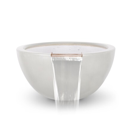 The Outdoor Plus 30 Round Luna Water Bowl - GFRC Concrete - White - OPT-LUNWO30-LIM